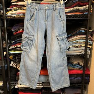 Y2K Style‎ H&M Divided Cargo Jeans Women's Size 4 Faded Baggy Loose Fit Wide Leg